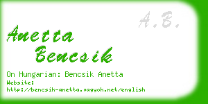 anetta bencsik business card